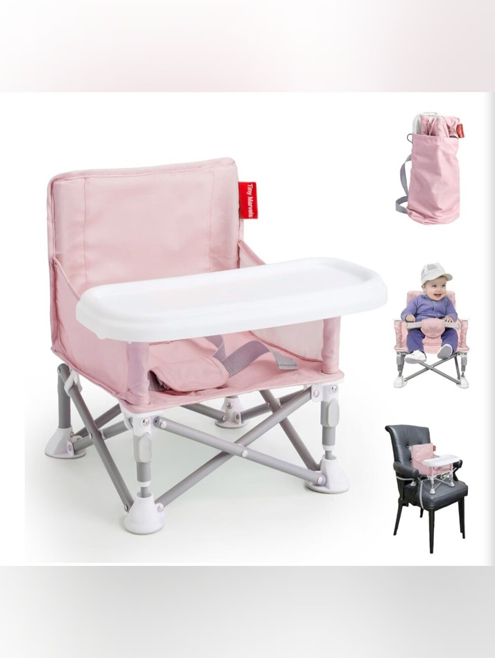 Tiny Marvels Portable Booster & Floor Seat For Baby/Toddler - Pink